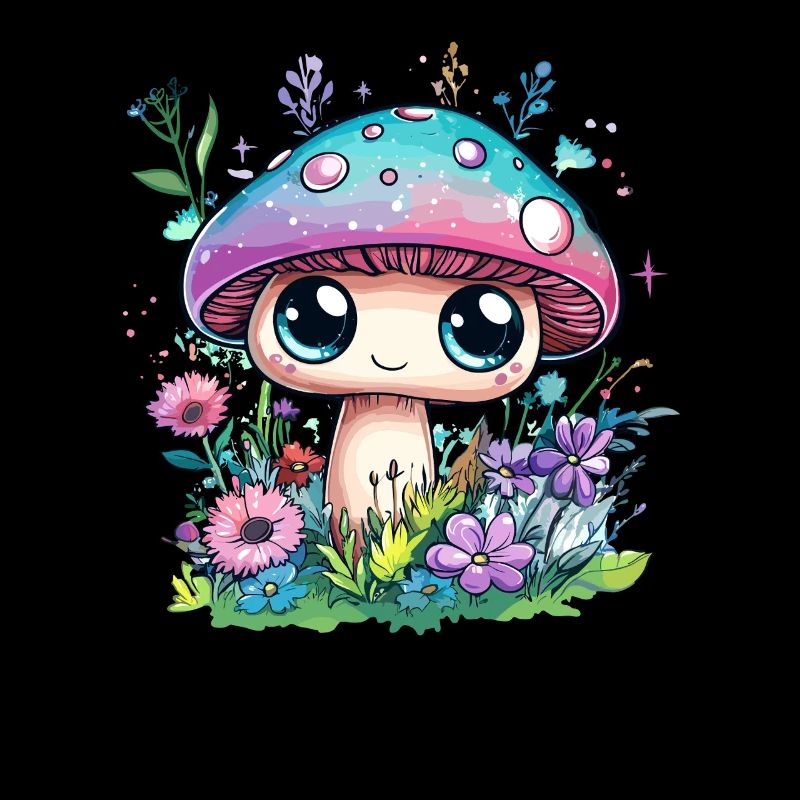 Champignon magique avec des fleurs