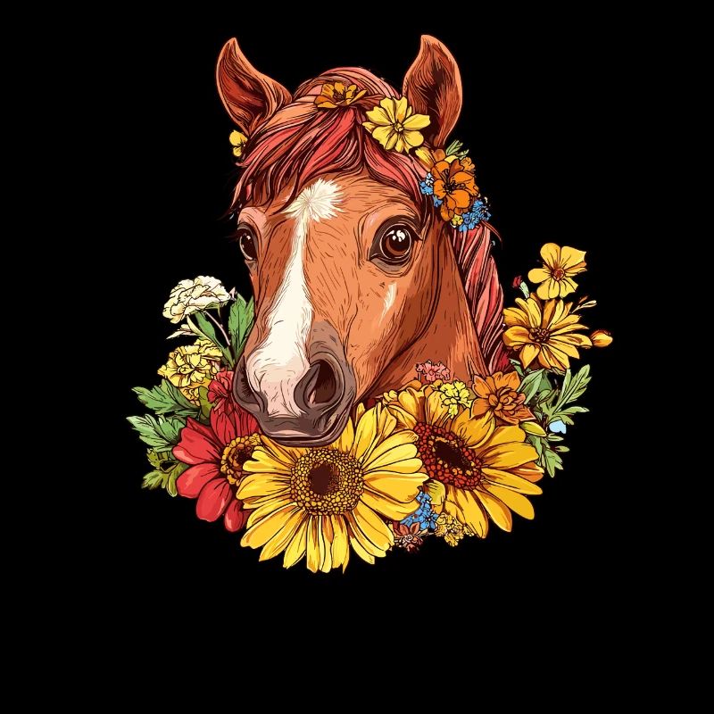 Cheval fleur en couronne d’été