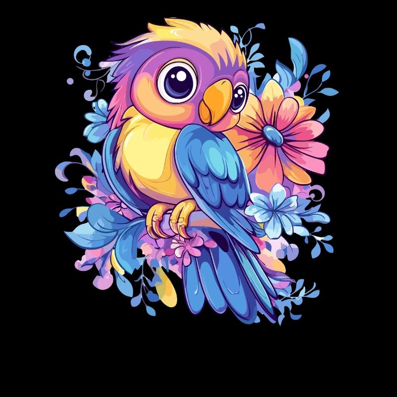 Parrot on flowers