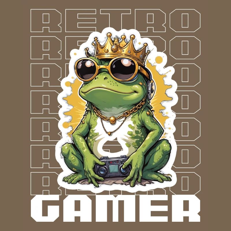 Retro Gamer Frog with Controller Console Games