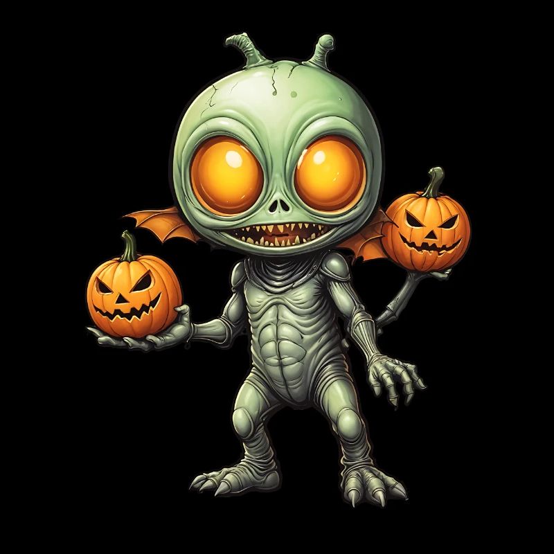 Alien with pumpkin heads Halloween