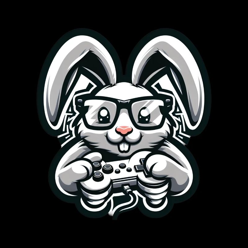 Lapin de jeu avec manette de style rétro