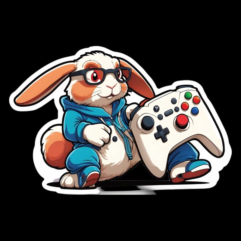 Gamer bunny with controller for cool gamers
