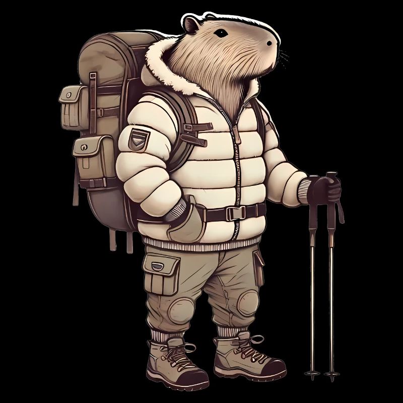 Capybara aventurier en montagne