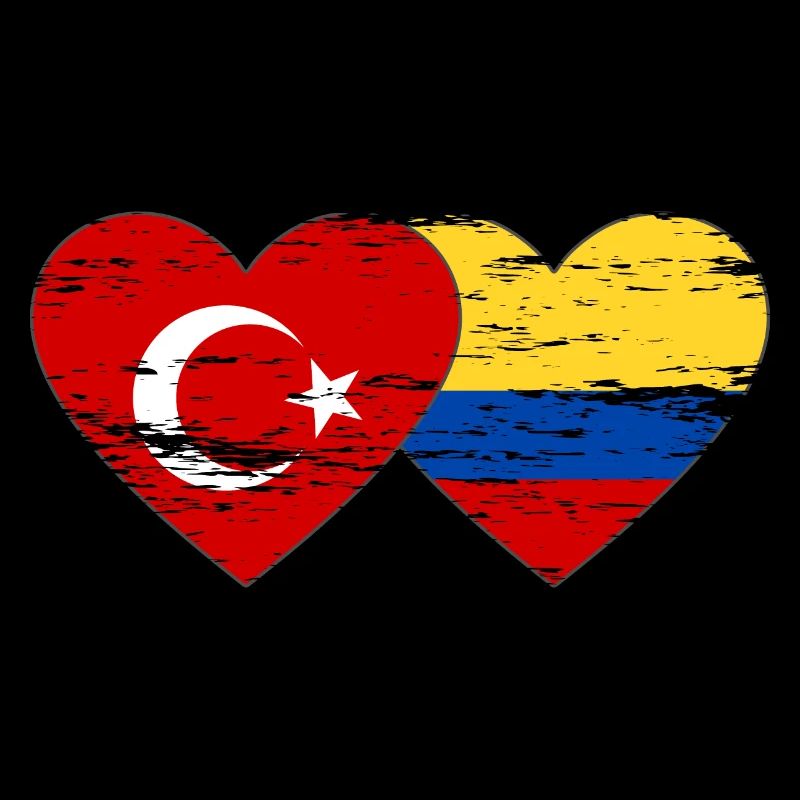 Turquie Colombie Drapeau Coeur Utilisé