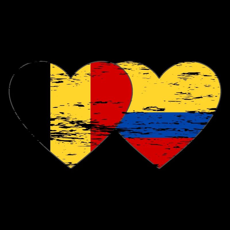 Belgique Colombie drapeau coeur utilisé