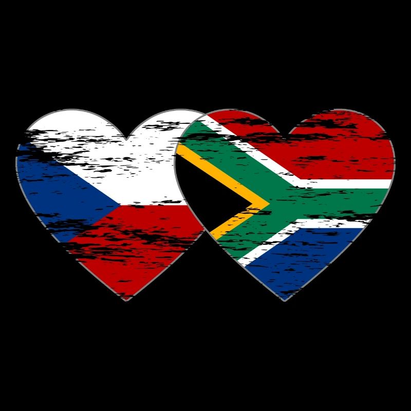 République tchèque Afrique du Sud drapeau coeur utilisé