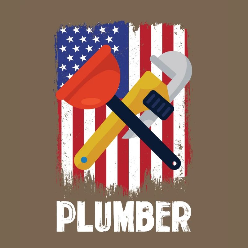 Outils de plombier devant le drapeau américain