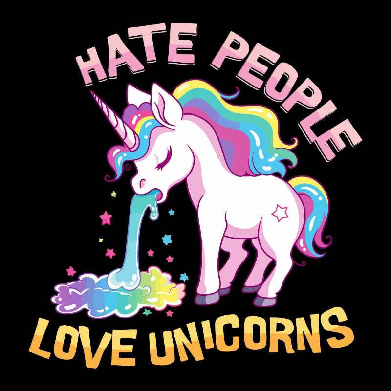 I Hate People Unicorn Puke Rainbow Funny