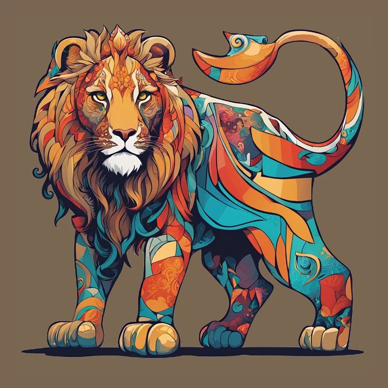 Colourful pattern Lion