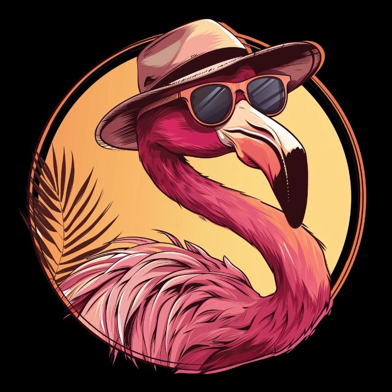 Flamant rose cool en mode vacances