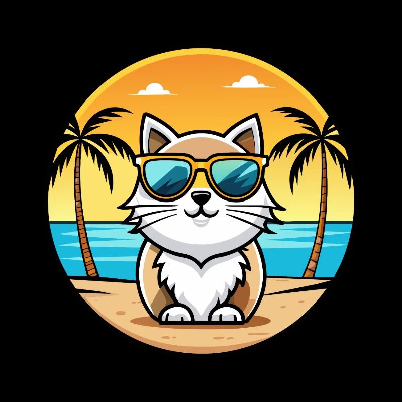Lunettes de soleil de race de chat persan de dessin animé plage