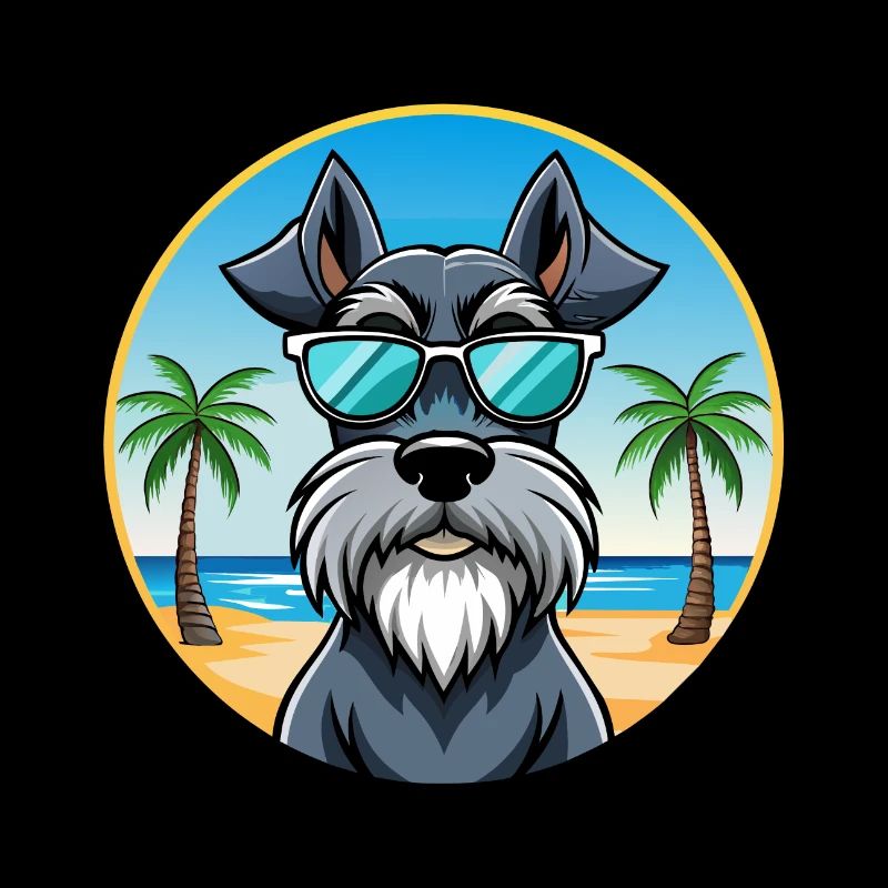 Schnauzer géant chien race dessin animé lunettes de soleil plage