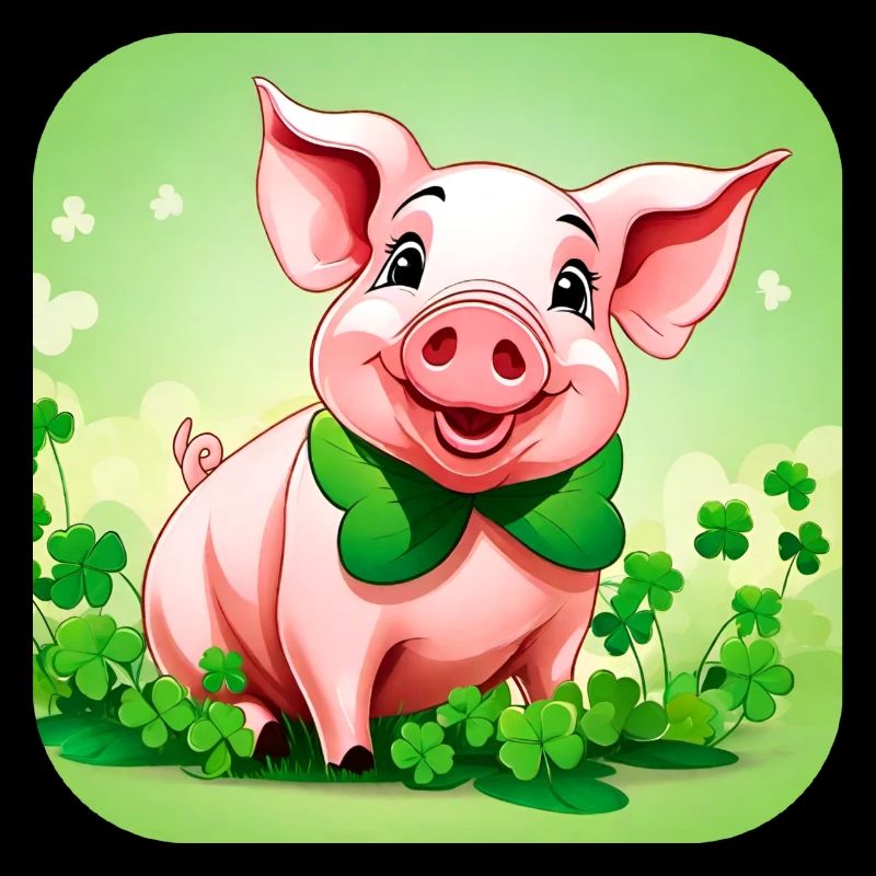 Cochon porte-bonheur mignon avec des trèfles