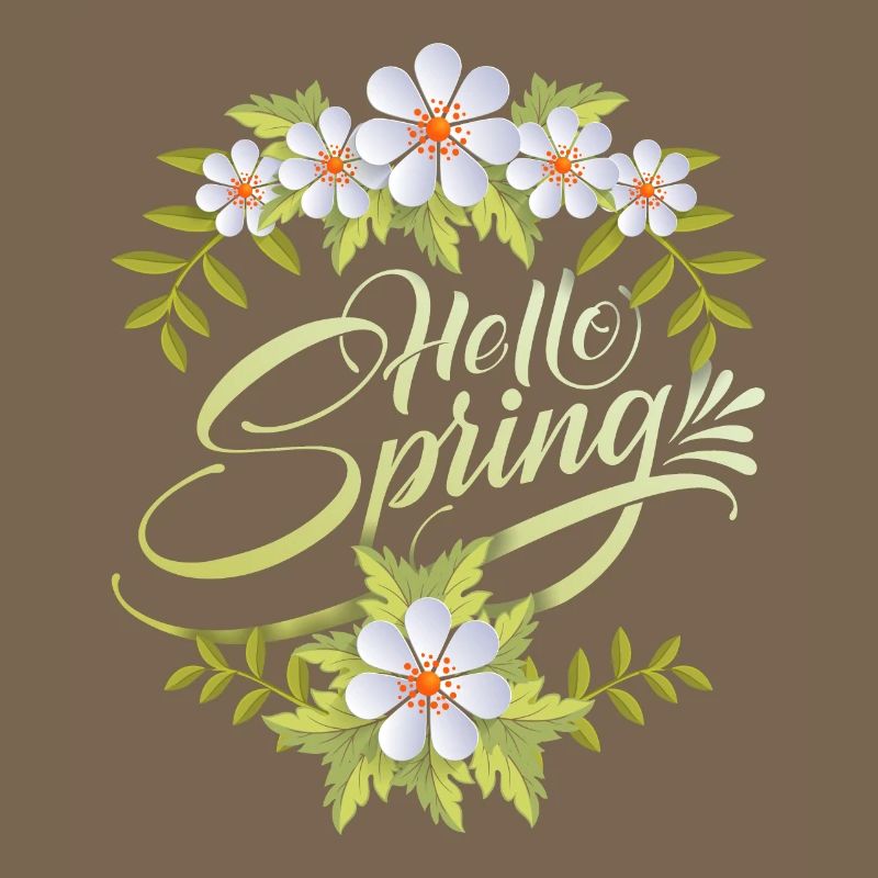 Spring, Saying Hello-Spring, Typography Flowers
