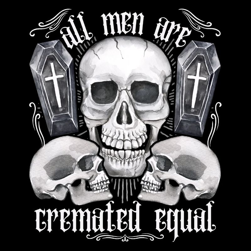 Three skulls, funny saying, pun, crematorium