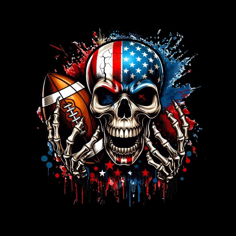 Conception de football crâne avec drapeau américain