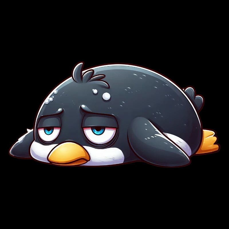 Tired penguin sad limp and listless