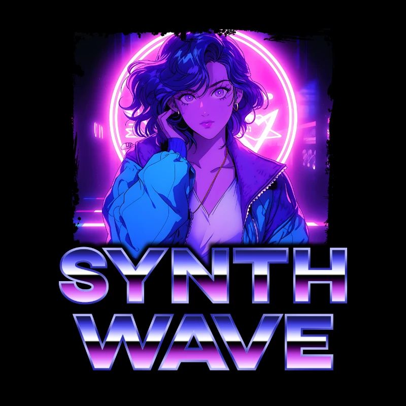 Couverture d’album de musique synthwave - chemise d’anime