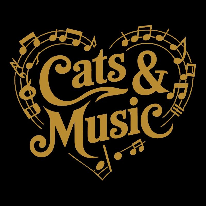 Les chats et la musique Notes de musique et bâton