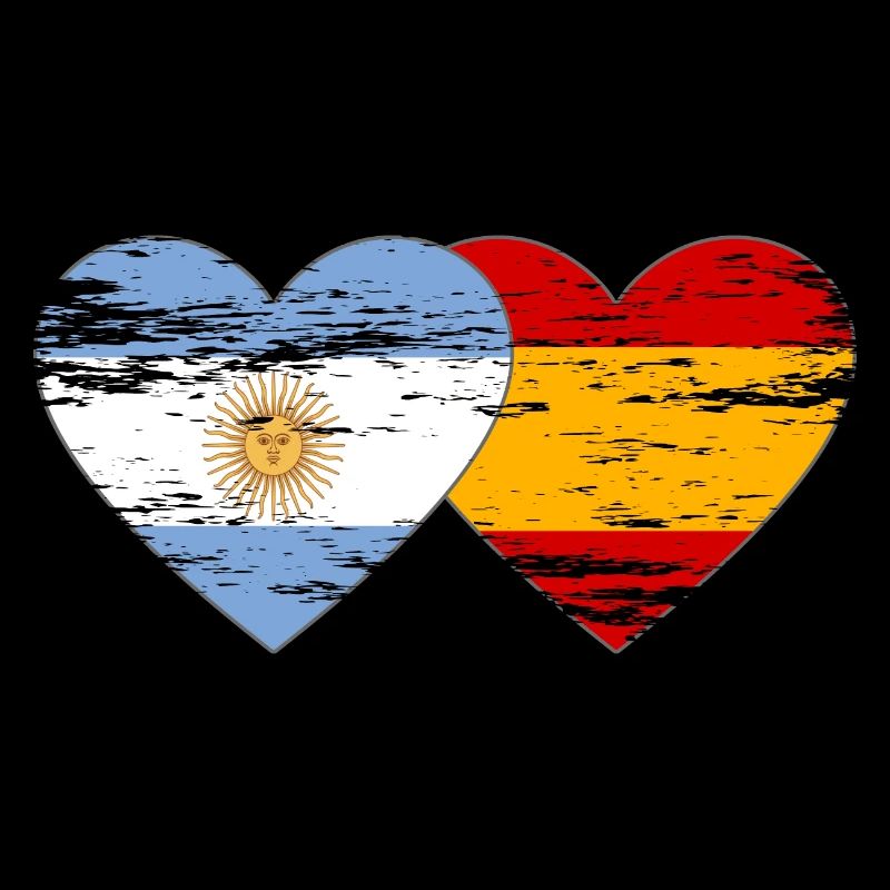 Argentine Espagne Drapeau Coeur Utilisé