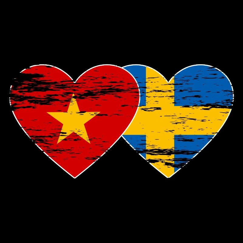 Viêt Nam Suède Drapeau Coeur