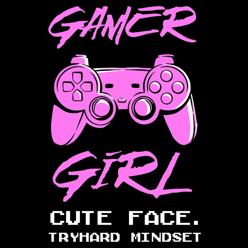 Gamer Girl Controller Saying Cute Face Tryhard