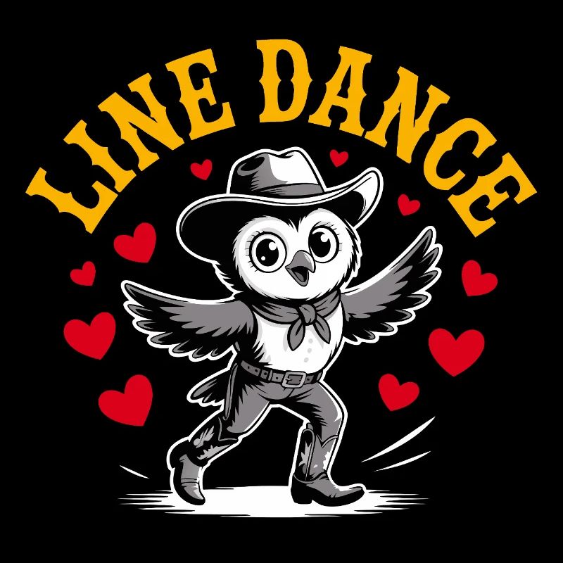 Line Dance Owl Funny Owl with Stetson and Boots