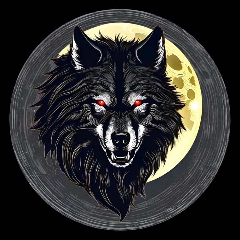 Horror werewolf with red glowing eyes