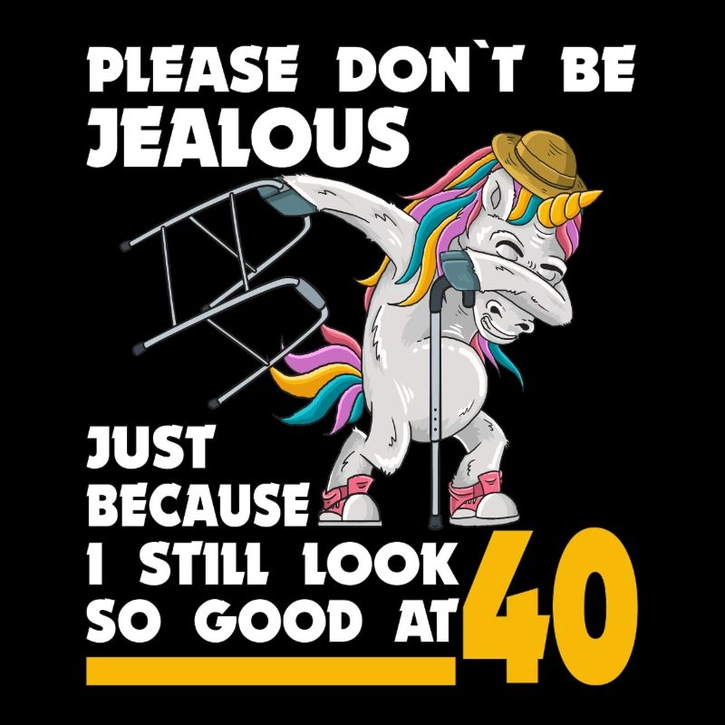 40e anniversaire Licorne 40 ans avec bâton de déambulateur