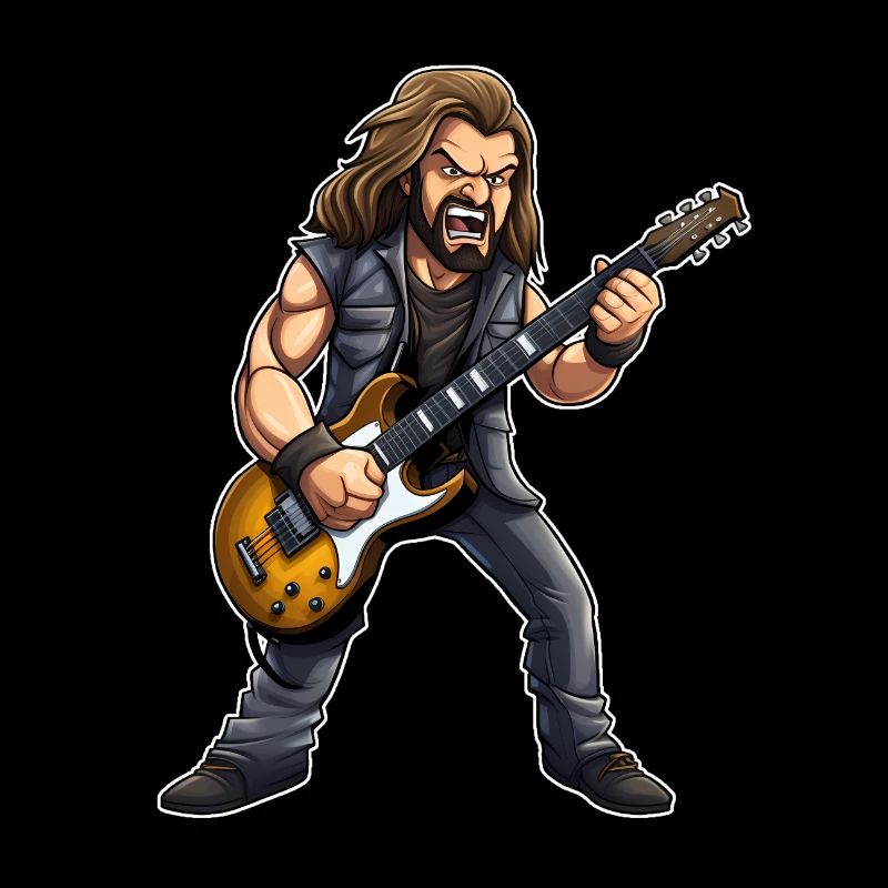 Guitariste épique en action - Dynamic Cartoon