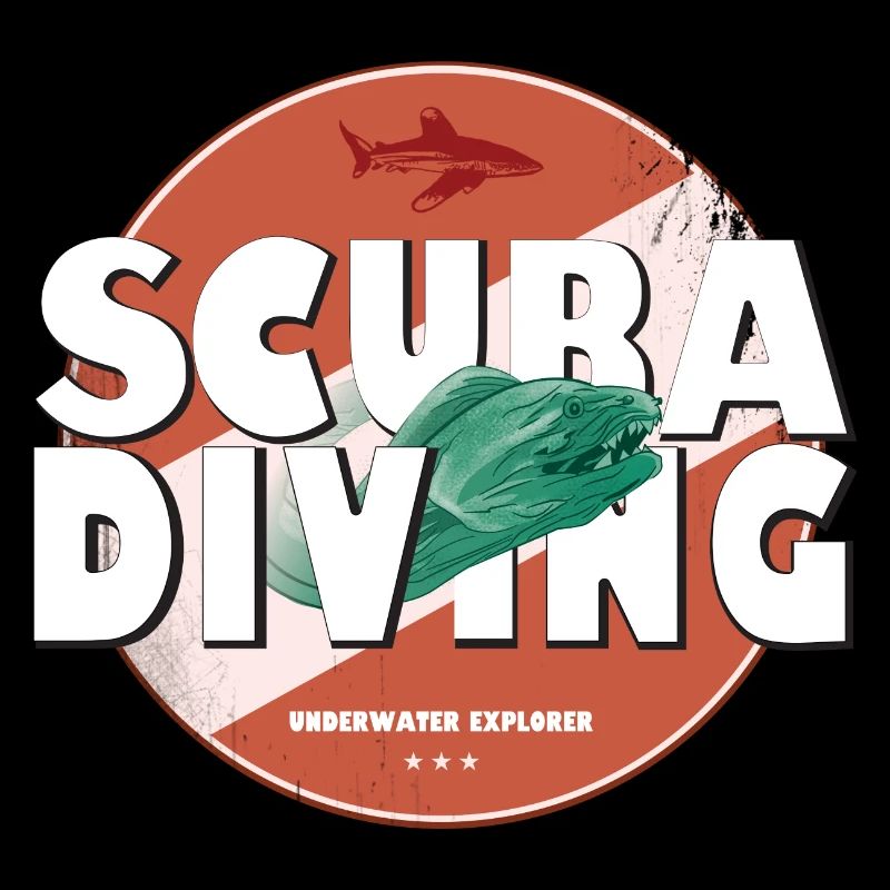 Scuba Diving Patch Logo with Moray Eel