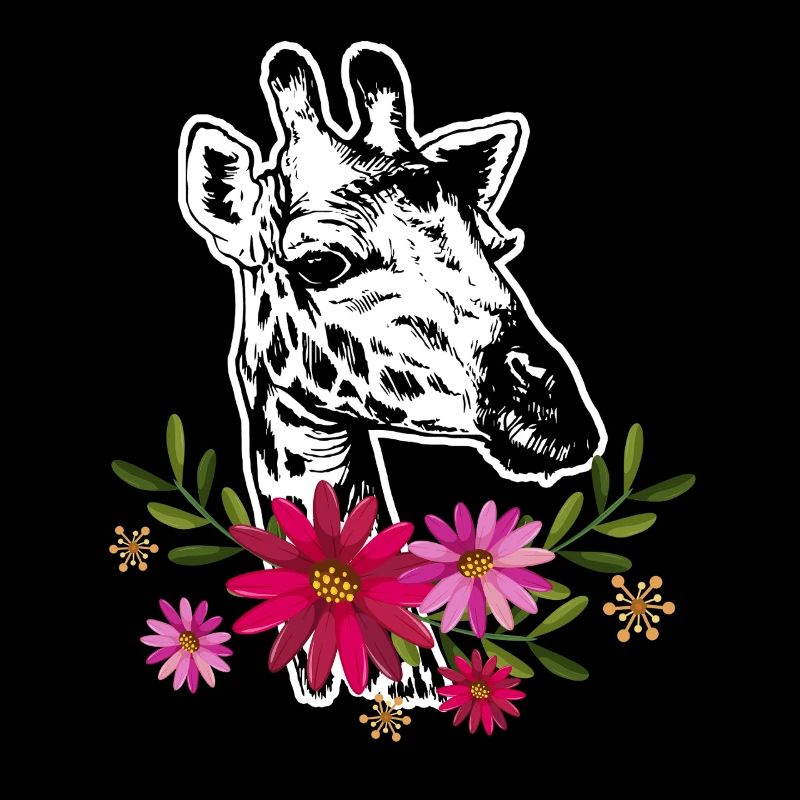 Giraffe With Flowers