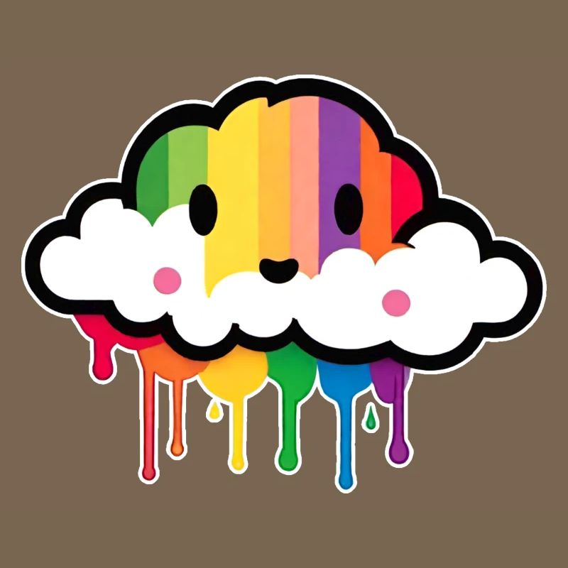Cute Cloud Raining Rainbow Colors