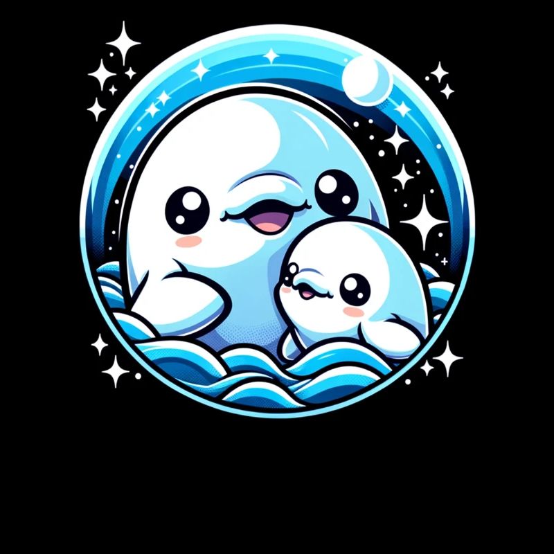 Mère et bébé mammifère marin béluga