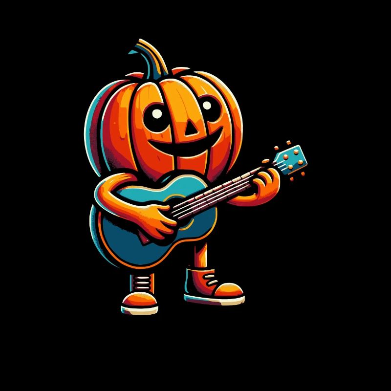 Halloween Pumpkin Playing Guitar