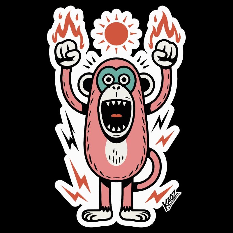 Monkey with flames and raised fists