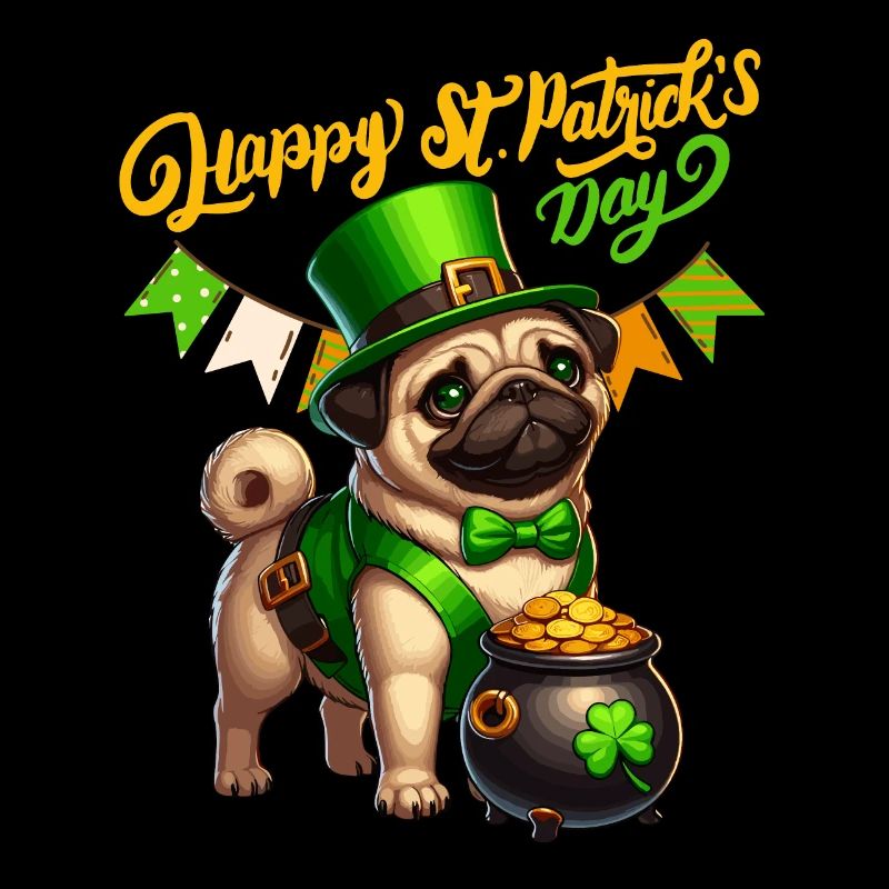 Carlin St Patrick Chien Mignon Irlande Shamrock Fun