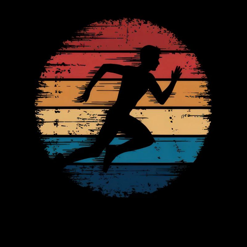 Runner Silhouette - Retro Vintage Sunset