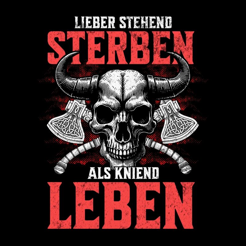 Nordic Skull Prefer Standing Die Tattoo Design