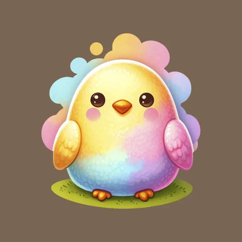 Colorful Chick In Easter Egg Shape