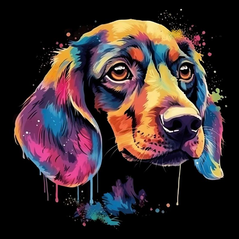 Teckel Chien Teckel Aquarelle Art Tête de Chien