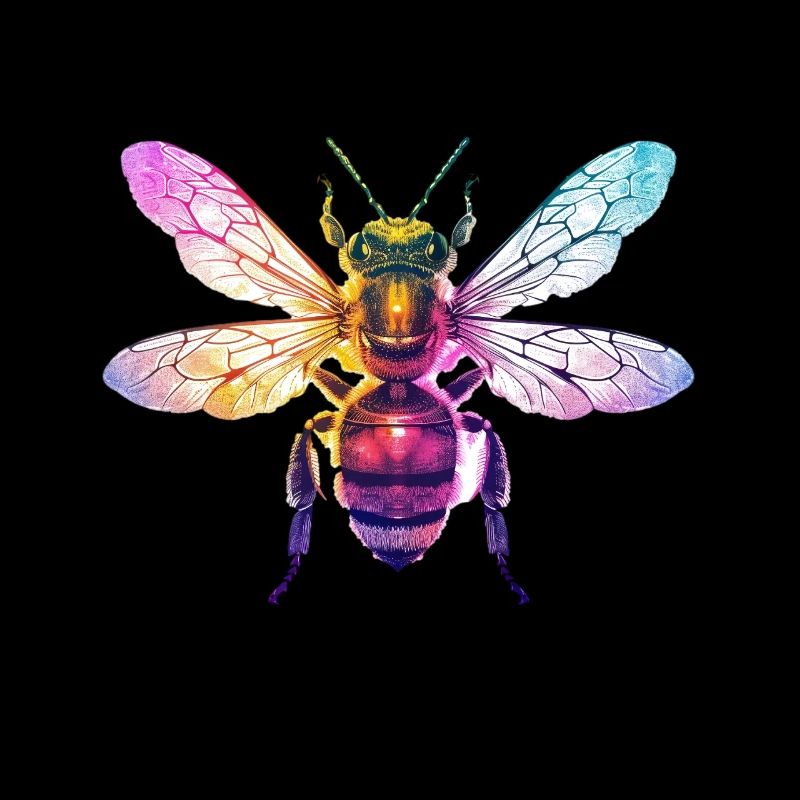 Colorful Bee Rainbow Colored Artwork