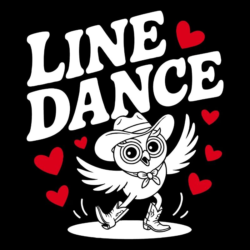Line Dance Owl Funny Owl with Stetson and Boots