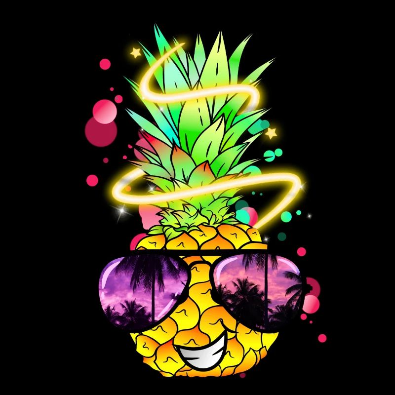 Pineapple with cool smiles and sunglasses