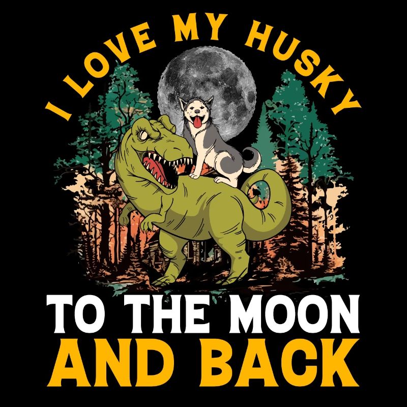 J’aime mon Husky à la lune et retour