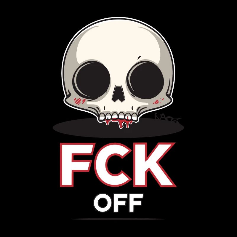Fck Off, Chibi Cartoon Skull
