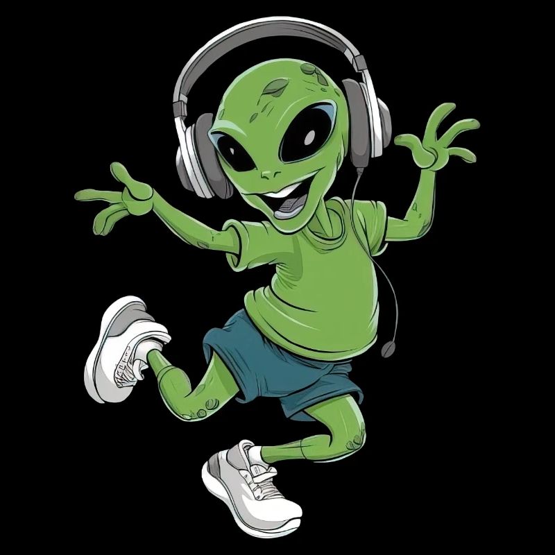 Alien avec des écouteurs