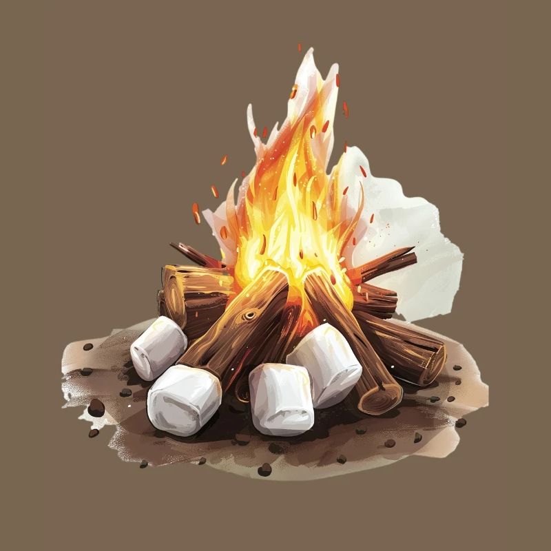 Cozy campfire with marshmallows