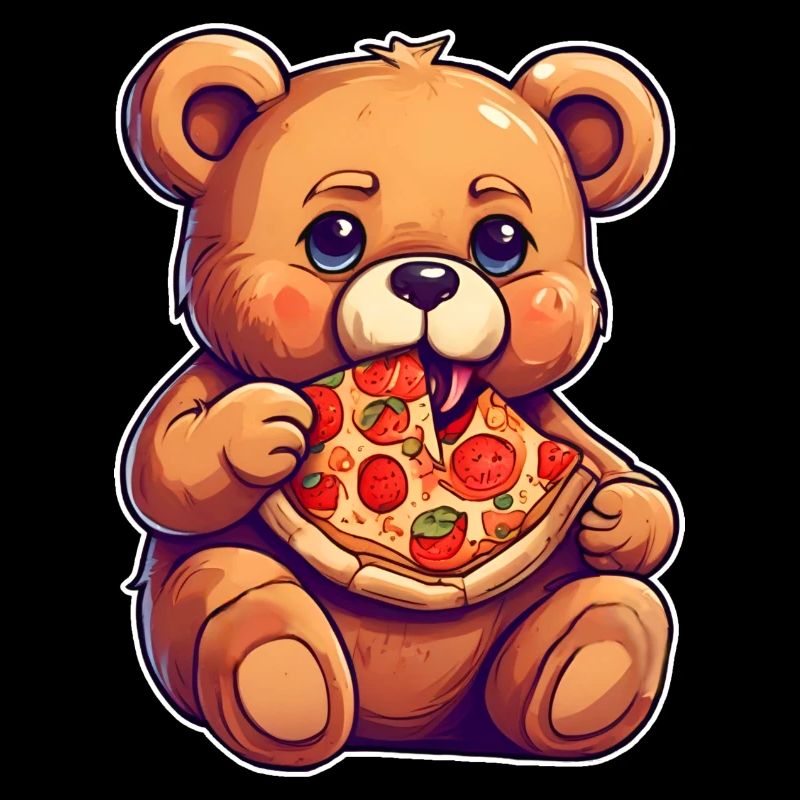 Teddy bear loves pizza